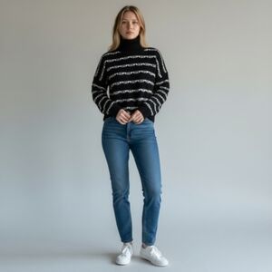 NWOT Joie Women's Striped Cropped Turtleneck Sweater( 3 For $30 Item)